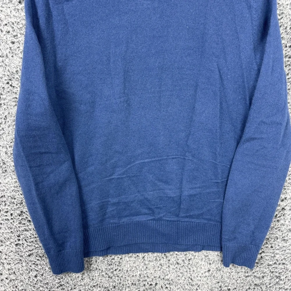 Lands End Cashmere Sweater Adult Medium Blue V Neck Knit Pullover M Mens M